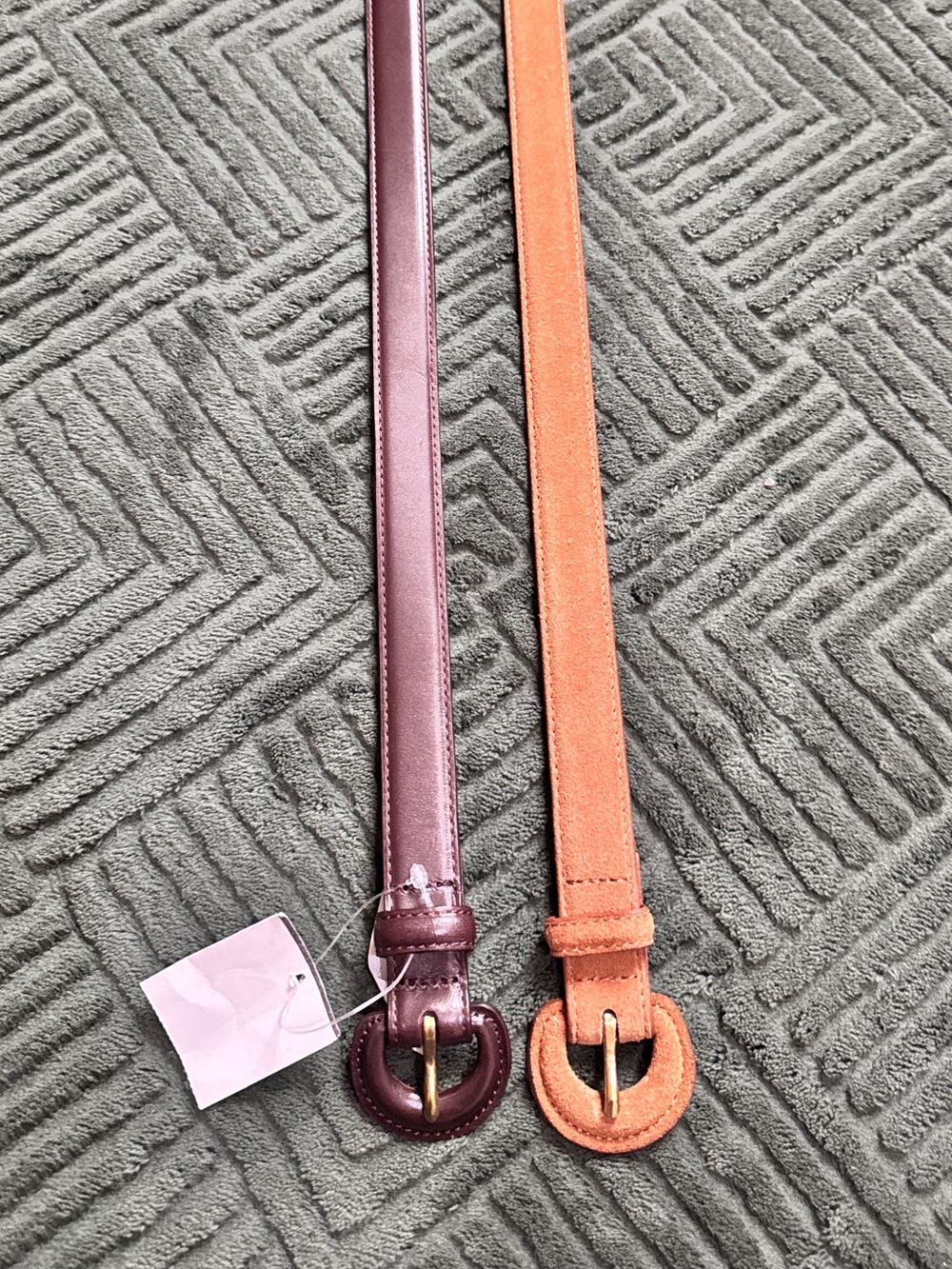 Madewell Double Belt Set — Plum Leather & Rust Suede